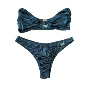 Strapless Dark Teal Bikini Set